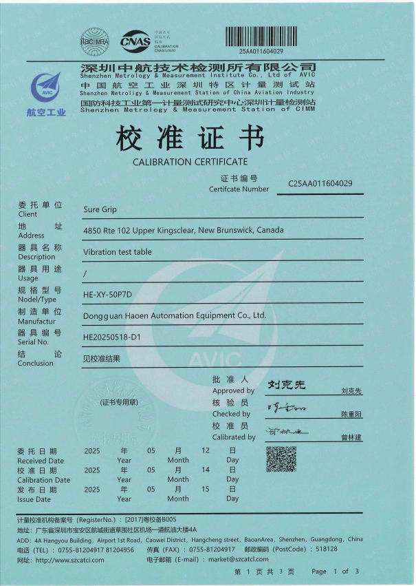 SGS Verified Certificate